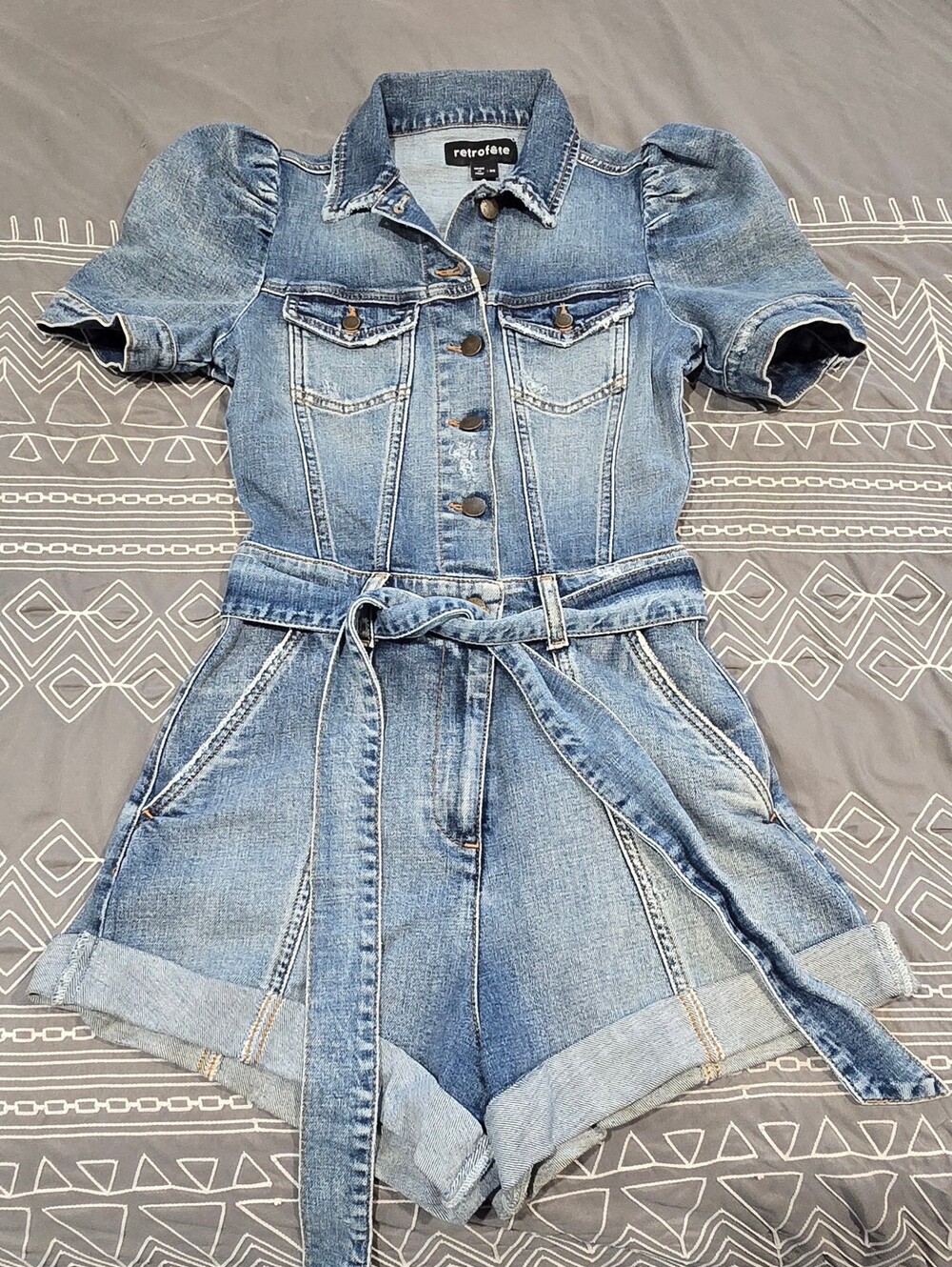 Retrofete Phoebe Denim Romper Size XS